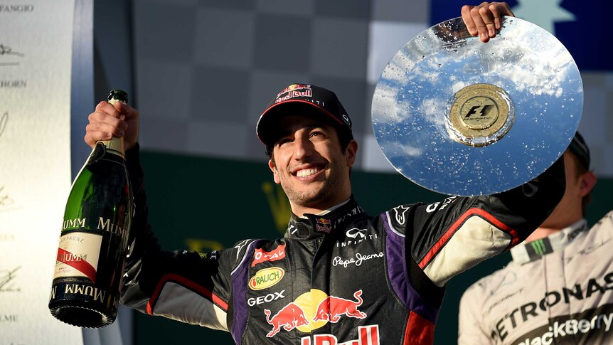Ricciardo shows off his bubbly