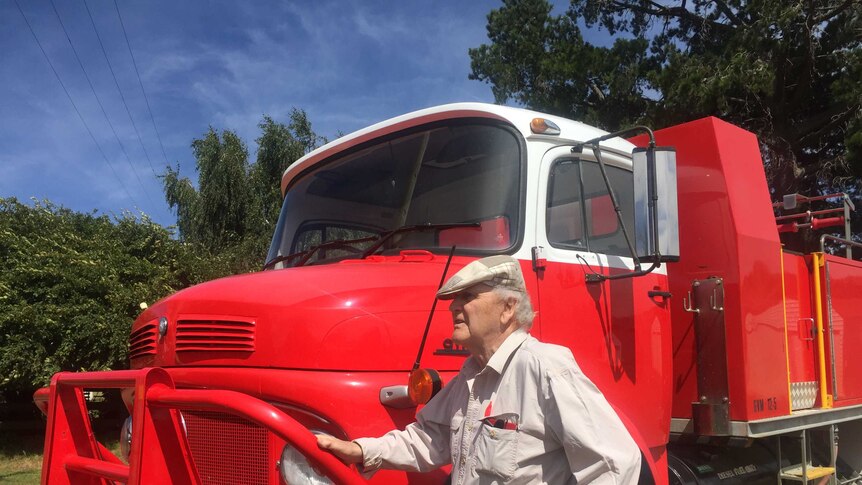 Bothwell farmer Richard Bowden with his fire truck