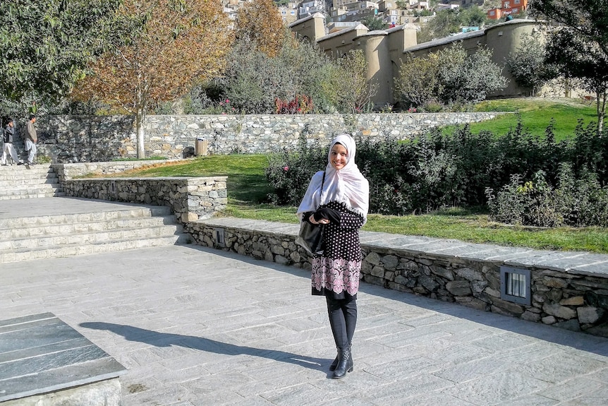 A young woman in Islamic dress in Kabul in Afghanistan.