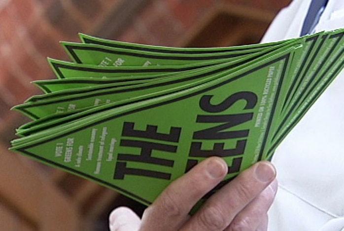 Greens party stickers (ABC News)