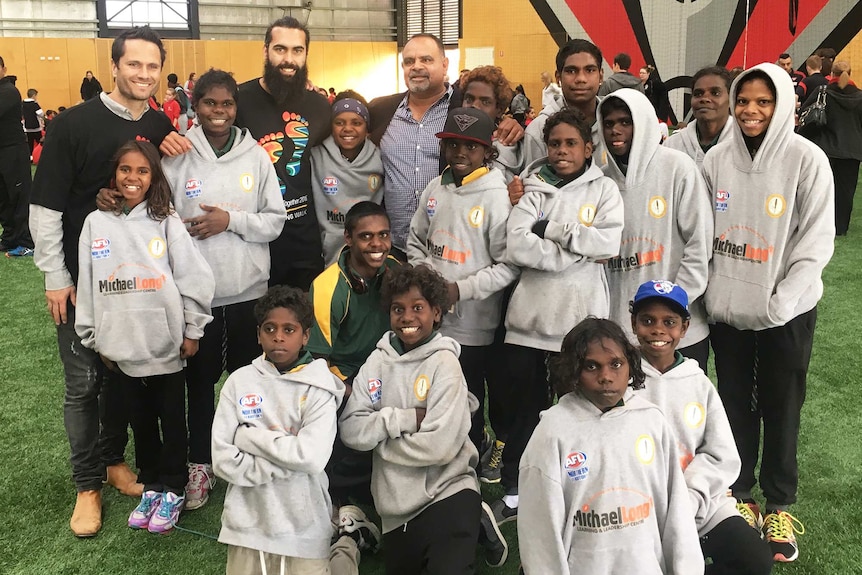 Maningrida students meet past and present AFL stars at the 2016 'Dreamtime At The G' match.
