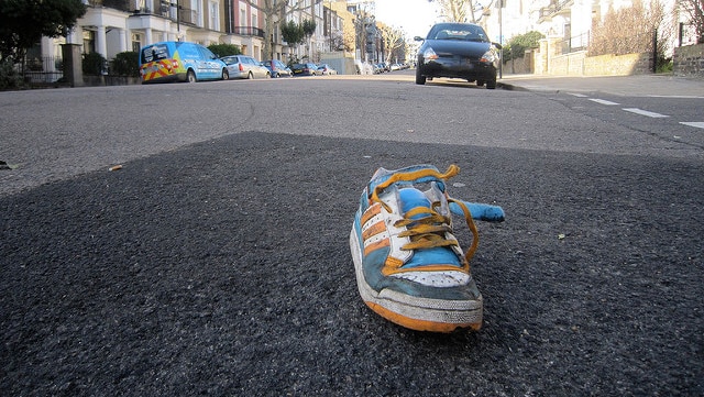 Shoe on the road