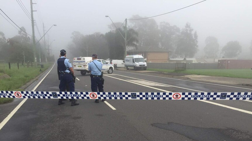 The scene at Horsley Park in Sydney's west where a man was shot dead