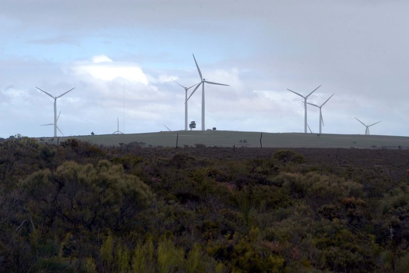 Wind turbines turn at the Emu Downs Wind Farm