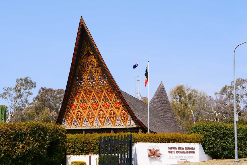 The exterior of the High Commission of Papua New Guinea in Yarralumla, ACT.