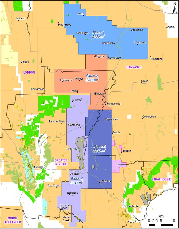 a map of coloured boxes designating zones of land