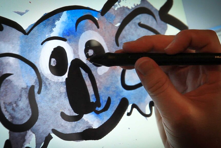 Sam Paine working on a koala emoji