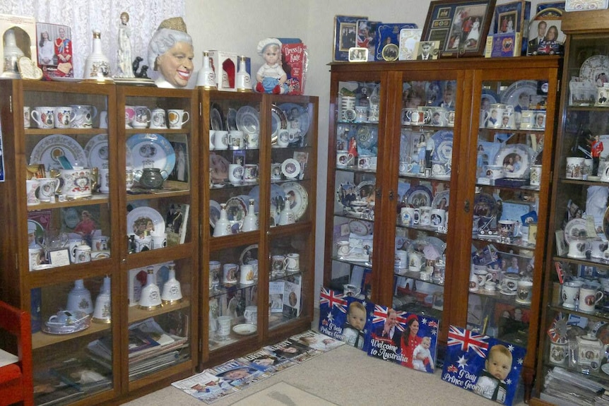 Hundreds of commemorative plates seen in Jan Hugo's collection of royal memorabilia.