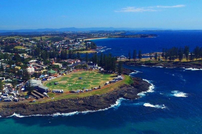 Aerial shot of the show ground on the Kiama Coast.