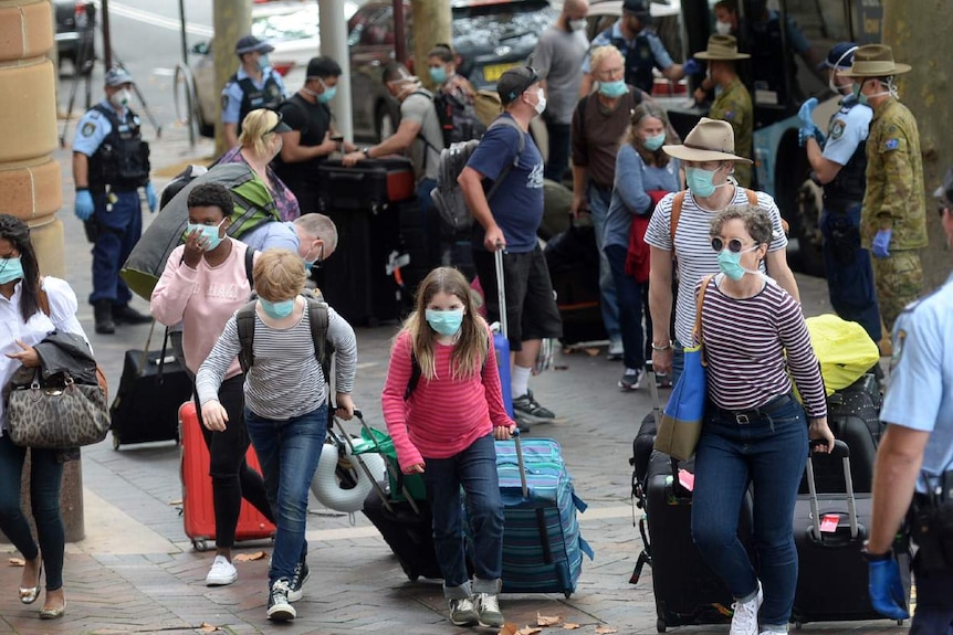 A group of people wearing masks