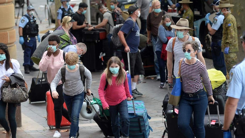 A group of people wearing masks