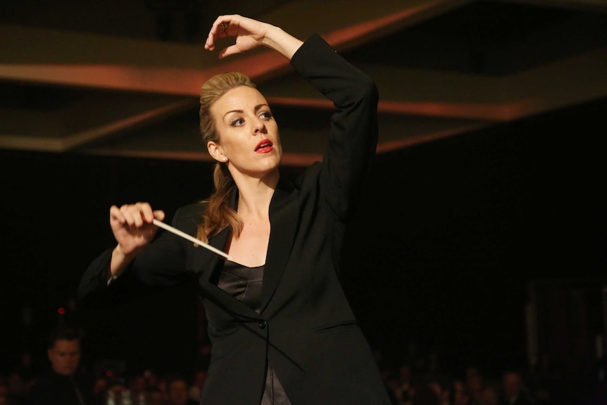 Jessica Gethin performs on stage for the Perth Symphony Orchestra.