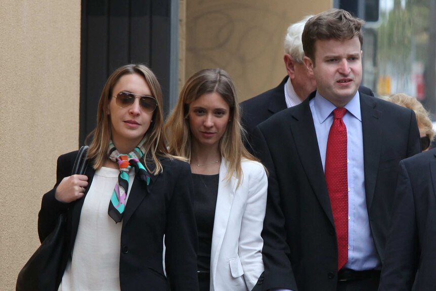 Roberto Curti's family arrive at Sydney's Glebe Coroners court on the first day of an inquest into his death on October 8, 2012.