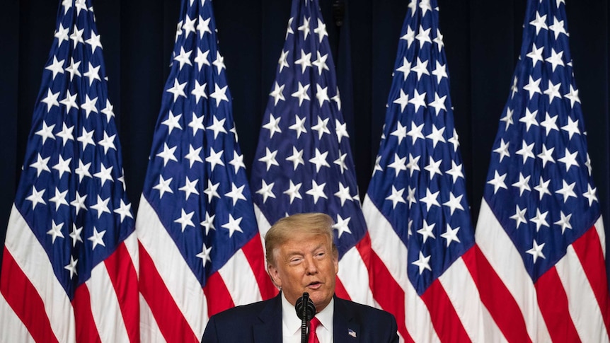 Donald Trump speaks during an event to sign executive orders on lowering prescription medication prices.