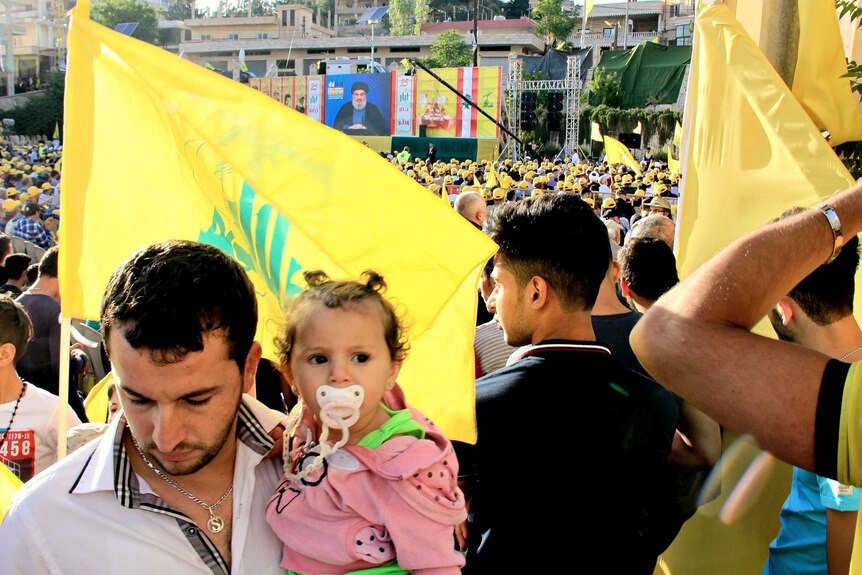 Hezbollah supporters in Nabih Chit.