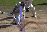 Ball tracking is super-imposed over a replay of an LBW appeal for the wicket of Ben Stokes showing that he should be out.