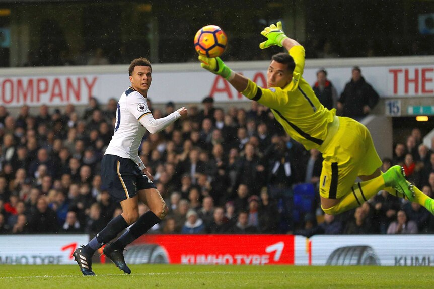 Dele Alli scores for Spurs against Everton at White Hart Lane on March 5, 2017.