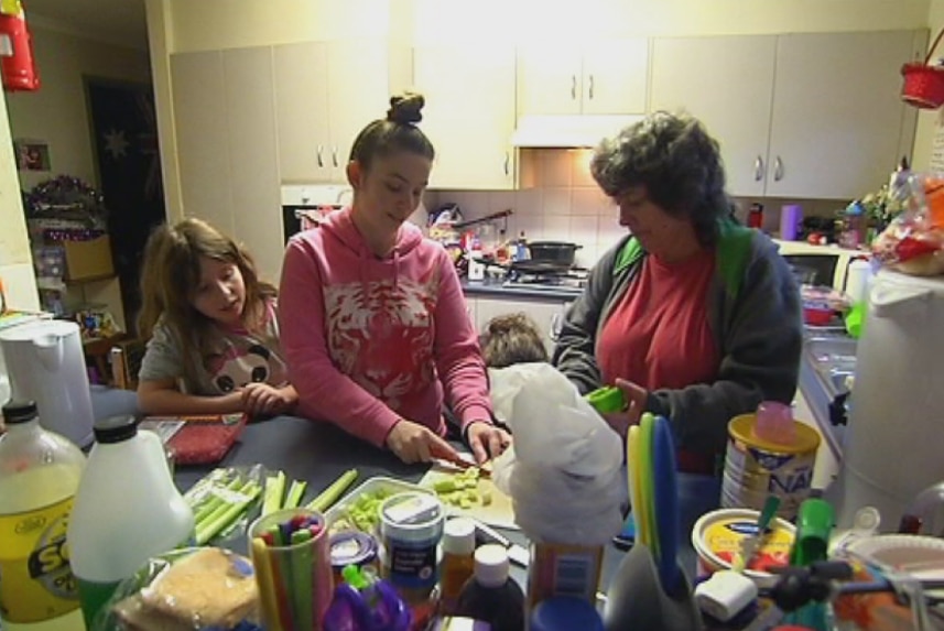 Heffernan family preparing dinner