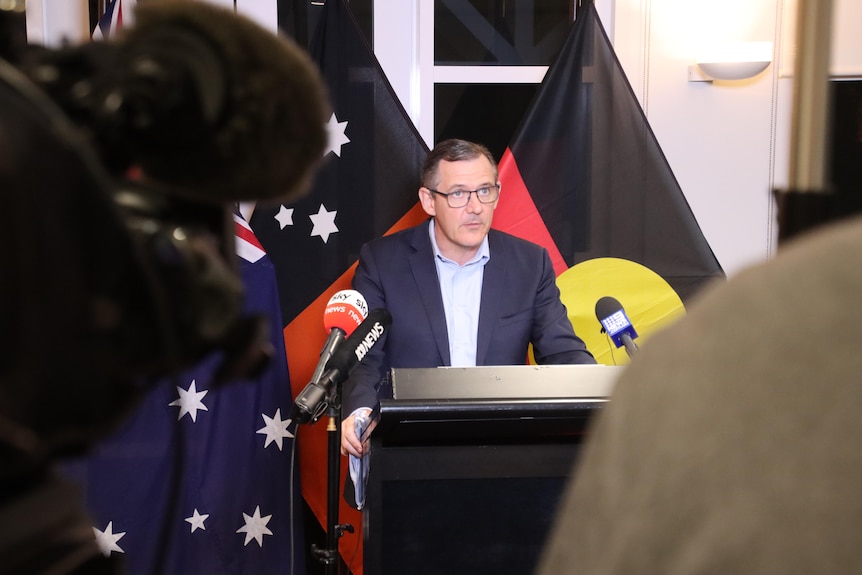 NT Chief Minister Michael Gunner talking at a press conference