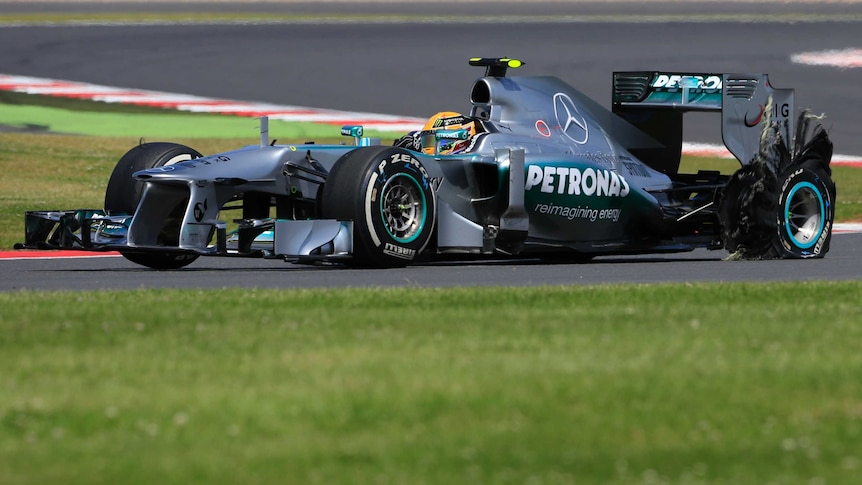 Hamilton has a blow-out at British Grand Prix