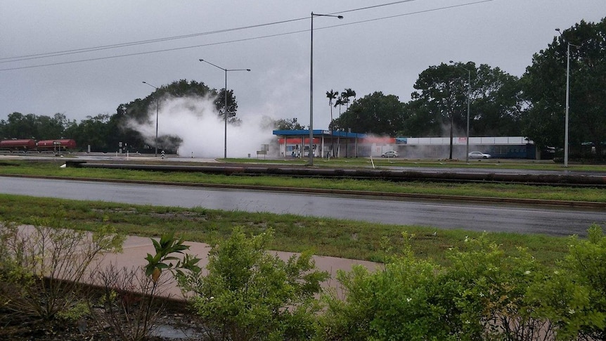 Plume of gas at a service station in Coolalinga