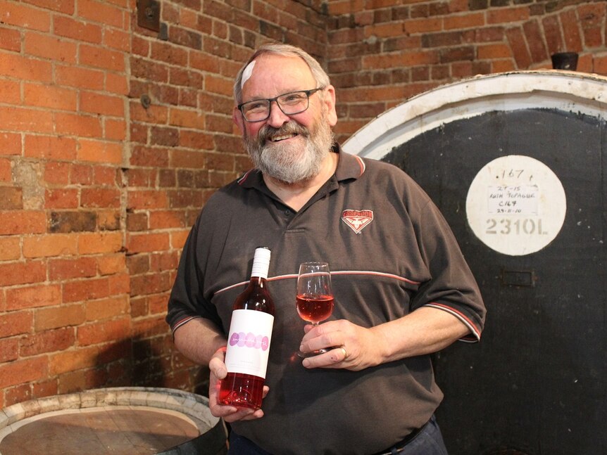 Chris Pfeiffer holds Pfeiffer Wines Rosé