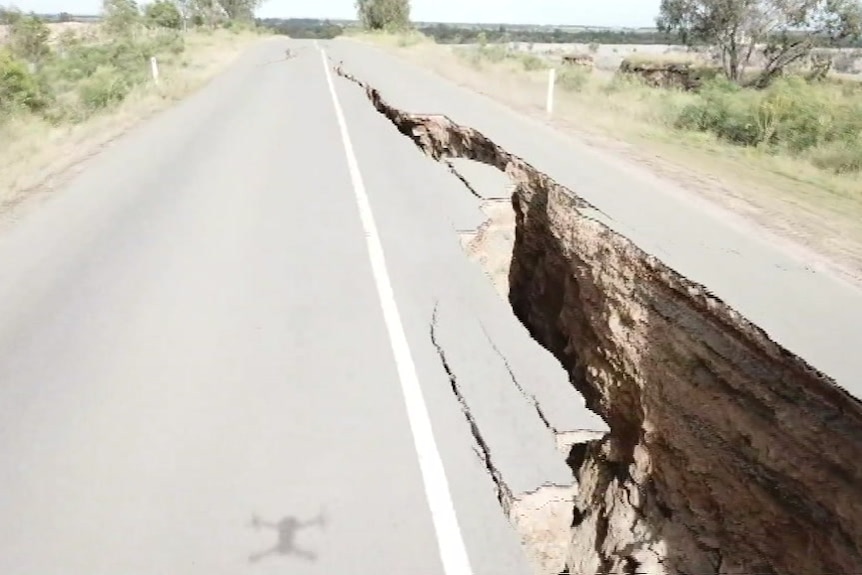 A road with a giant crack