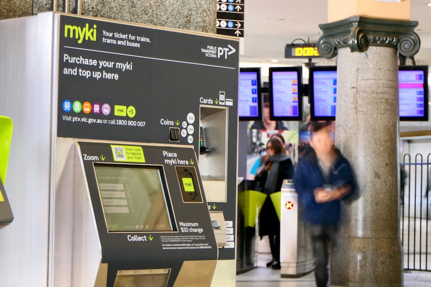 A myki ticket machine at Flinders Street Station