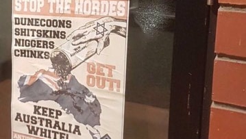 Racist posters posted at Monash University that say 'stop the hordes'.