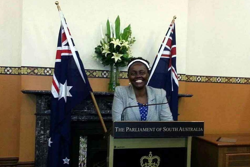 Lucy Gichuhi at South Australian Parliament.