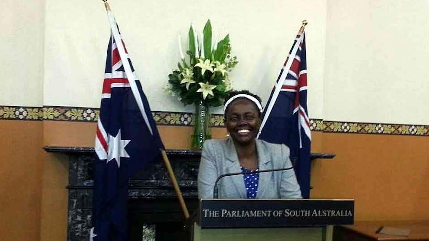 Lucy Gichuhi at South Australian Parliament.