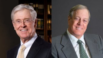 A composite image of Charles and David Koch.