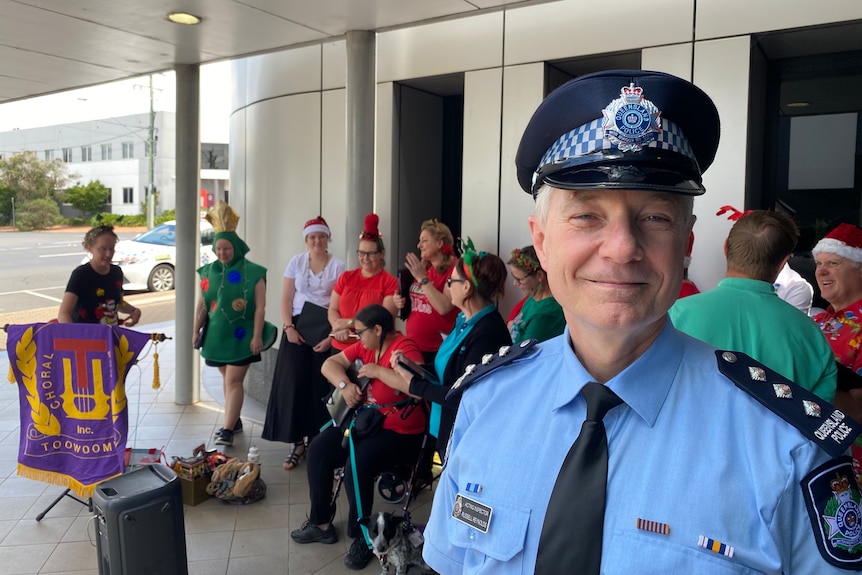 Queensland Police Acting Inspector Russel Reynolds standing in front of the Toowoomba Choral Society 