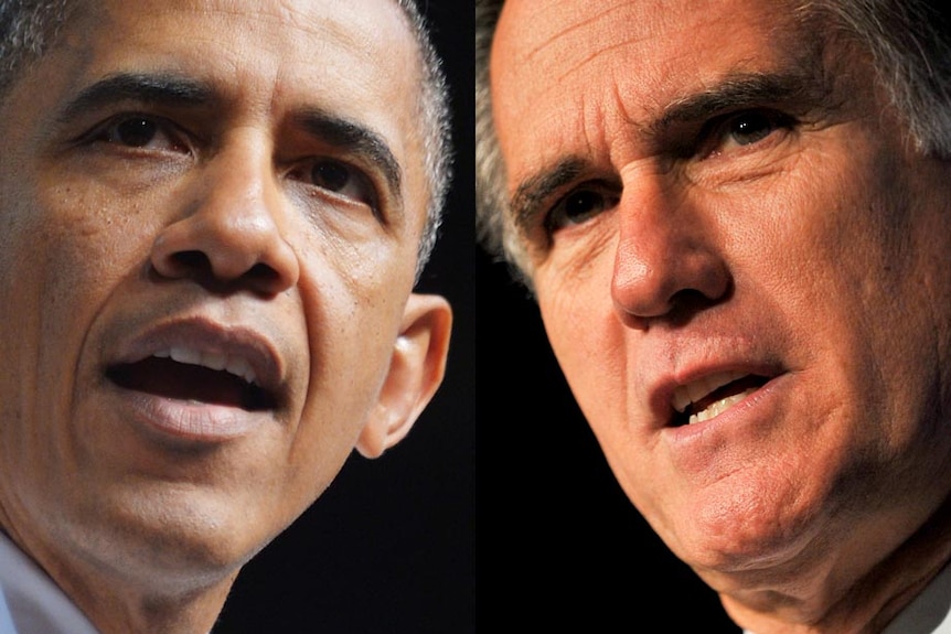 LtoR Barack Obama and Mitt Romney.
