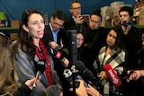 NZ Labour Party leader Jacinda Ardern speaks to a media pack on the campaign trail in New Zealand.