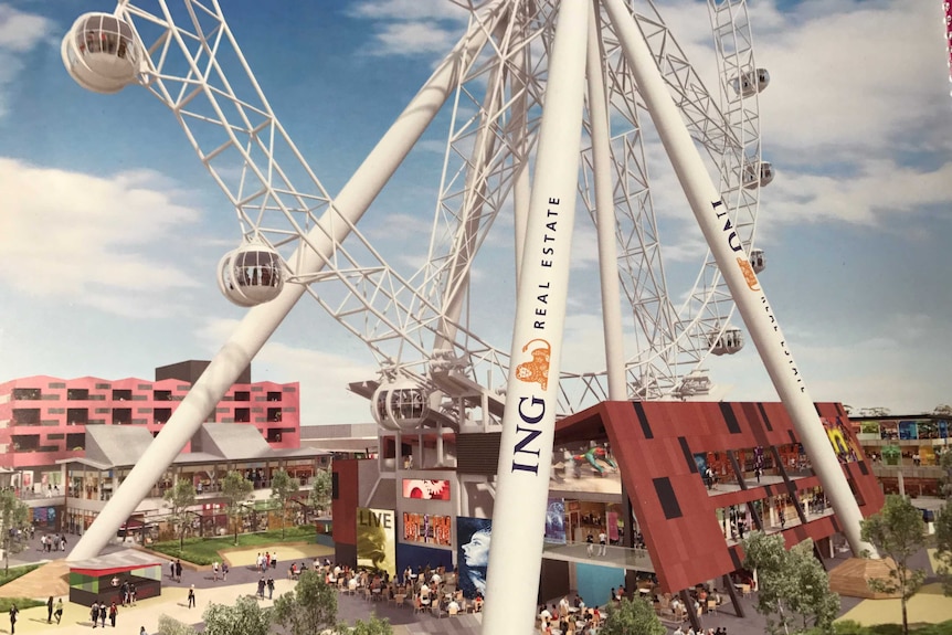 A promotional photo of the Melbourne giant ferris wheel run by ING Real Estate.
