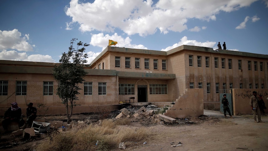 The school building where the population of the village of Kojo was rounded up by IS militants.