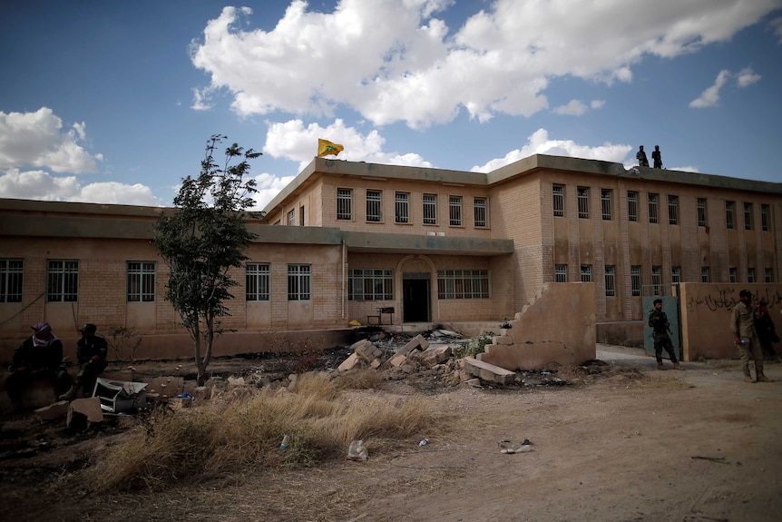 The school building where the population of the village of Kojo was rounded up by IS militants.