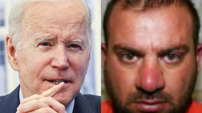 Composite image of Joe Biden and Abu Ibrahim al-Hashimi al-Qurayshi 