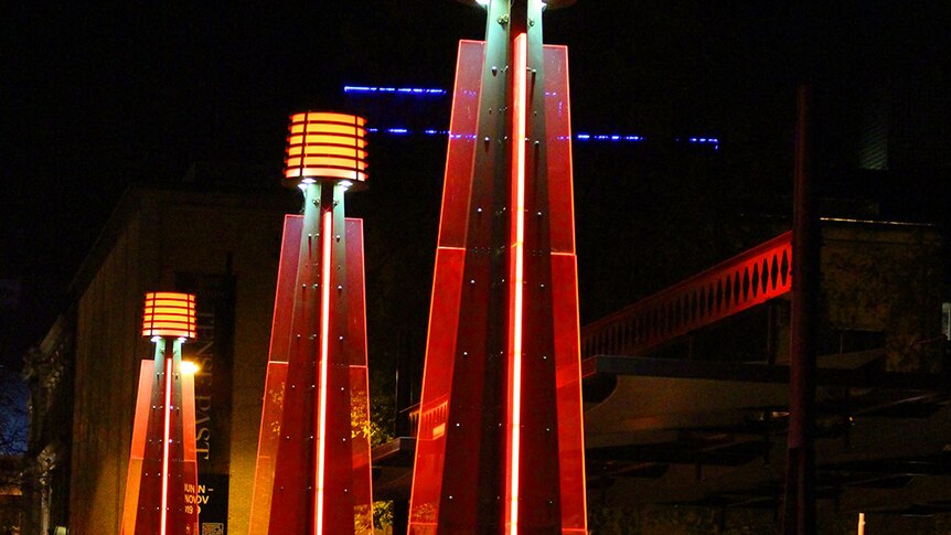 Lights turn red for Dark Mofo on Hobart waterfront