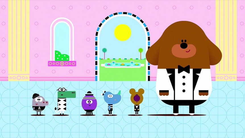 Duggee and friends dressed up in formal dress