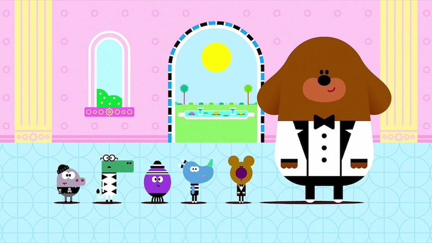 Duggee and friends dressed up in formal dress