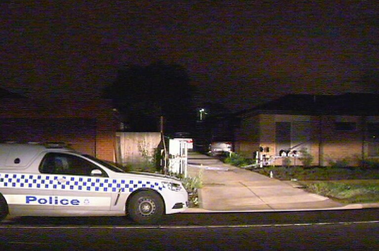 A police car outside a residence in Melton, in Melbourne's west, where a woman's body was discovered on March 13, 2016.