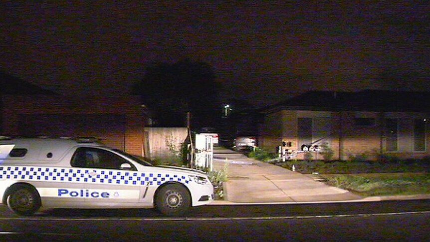 A police car outside a residence in Melton, in Melbourne's west, where a woman's body was discovered on March 13, 2016.