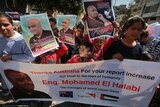 Supporters of World Vision employee Mohammad el Halabi have rallied in Gaza.
