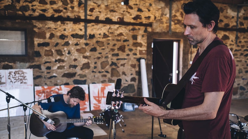 Glenn Richards and Paul Dempsey in-studio recording for the Vast album project in West Pilbara.