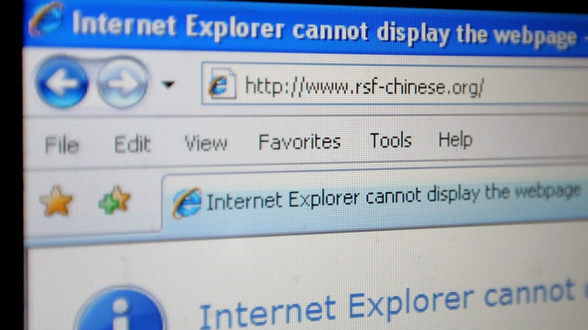 A Reporters Without Borders Chinese language website blocked in Beijing.