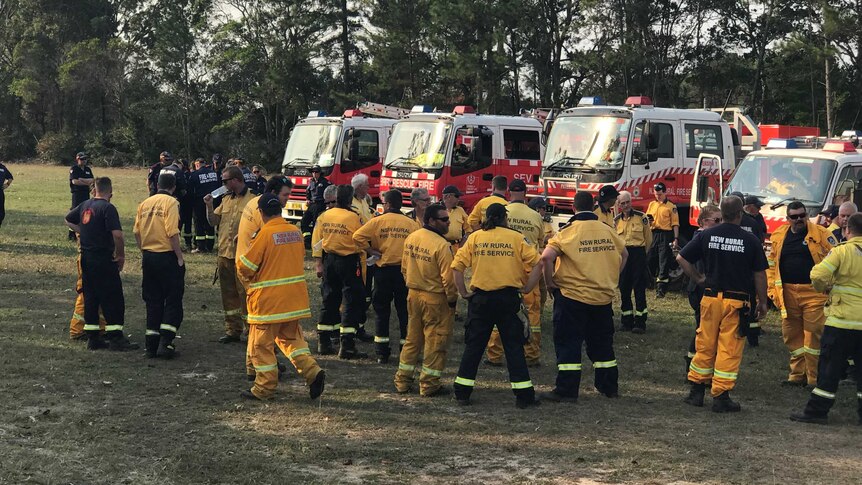 Ten Rural Fire Service appliances have arrived to assist the Yandaran Rural Fire Brigade in Winfield. 