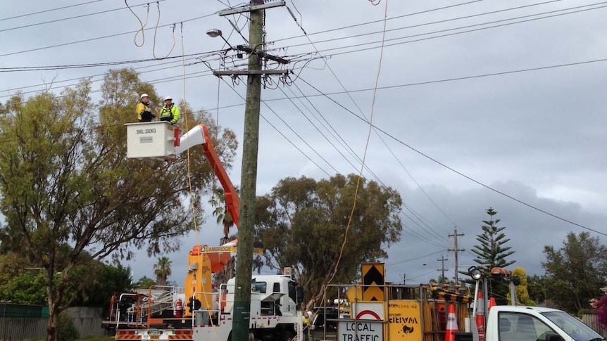 Crews working on damaged powerlines at Cooloongup