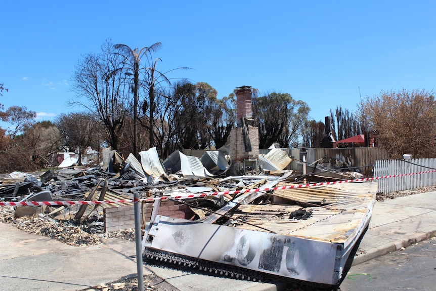 The charred remains of an old shop in Yarloop